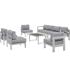 Shore 7 Piece Outdoor Patio Sectional Sofa Set