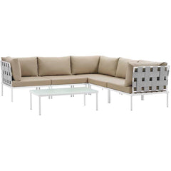 Harmony 6 Piece Outdoor Patio Aluminum Sectional Sofa Set