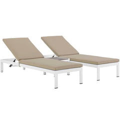 Shore 3 Piece Outdoor Patio Aluminum Chaise with Cushions