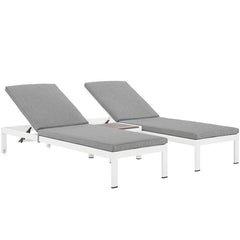 Shore 3 Piece Outdoor Patio Aluminum Chaise with Cushions