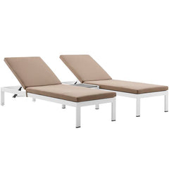 Shore 3 Piece Outdoor Patio Aluminum Chaise with Cushions