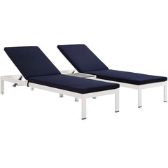Shore 3 Piece Outdoor Patio Aluminum Chaise with Cushions