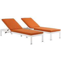 Shore 3 Piece Outdoor Patio Aluminum Chaise with Cushions