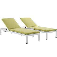 Shore 3 Piece Outdoor Patio Aluminum Chaise with Cushions