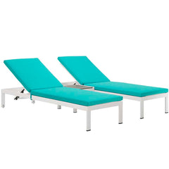 Shore 3 Piece Outdoor Patio Aluminum Chaise with Cushions