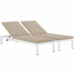 Shore Set of 2 Outdoor Patio Aluminum Chaise with Cushions