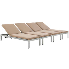 Shore Set of 4 Outdoor Patio Aluminum Chaise with Cushions
