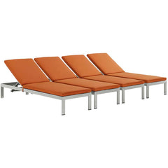 Shore Set of 4 Outdoor Patio Aluminum Chaise with Cushions