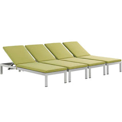 Shore Set of 4 Outdoor Patio Aluminum Chaise with Cushions