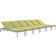 Shore Set of 6 Outdoor Patio Aluminum Chaise with Cushions