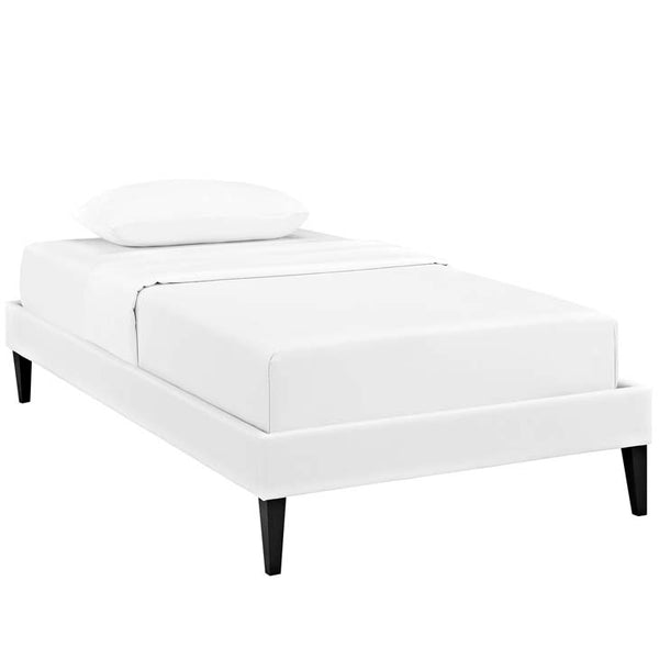 Sharon Twin Vinyl Bed Frame with Squared Tapered Legs