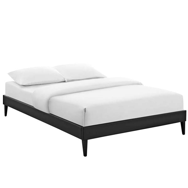 Sharon King Vinyl Bed Frame with Squared Tapered Legs