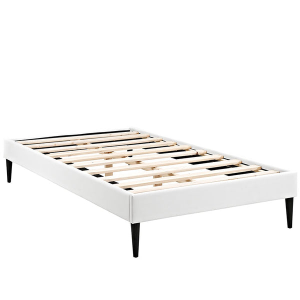 Sherry Twin Vinyl Bed Frame with Round Tapered Legs
