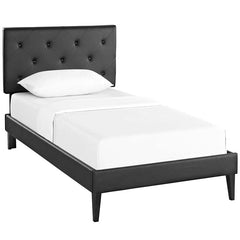 Terisa Twin Vinyl Platform Bed with Squared Tapered Legs