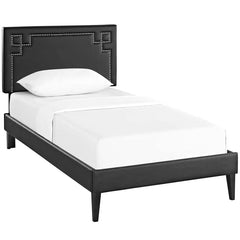 Josie Twin Vinyl Platform Bed with Squared Tapered Legs