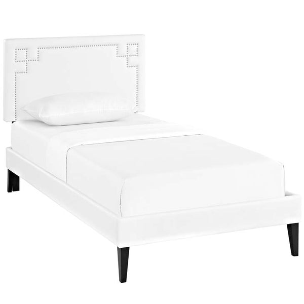 Josie Twin Vinyl Platform Bed with Squared Tapered Legs