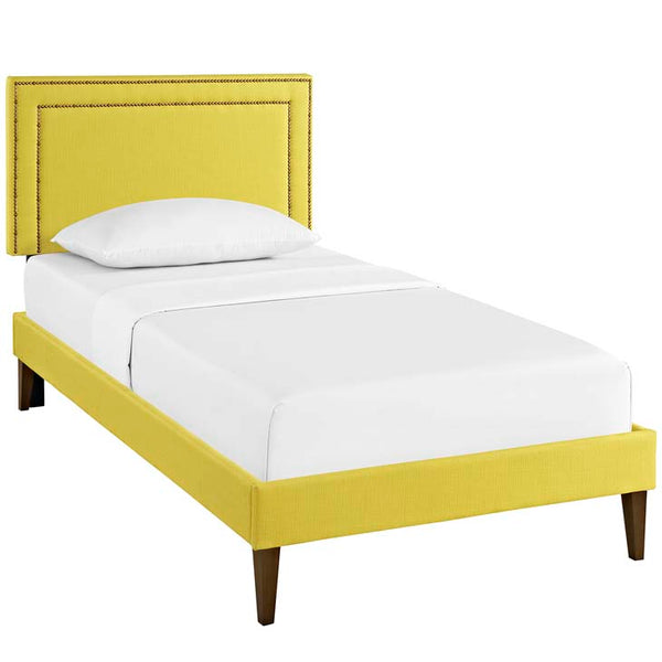 Jessamine Twin Fabric Platform Bed with Squared Tapered Legs