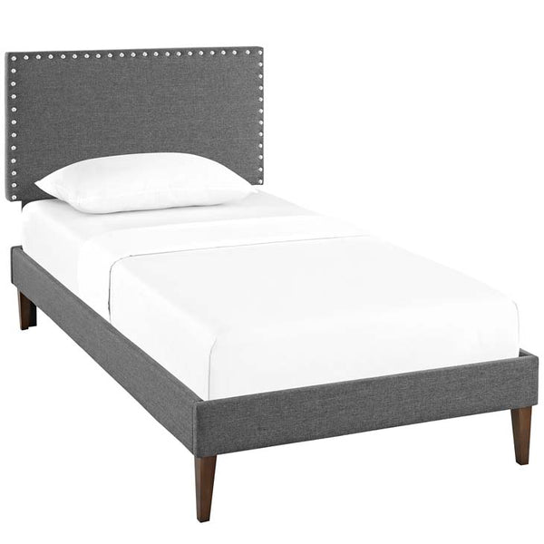 Phoebe Twin Fabric Platform Bed with Squared Tapered Legs