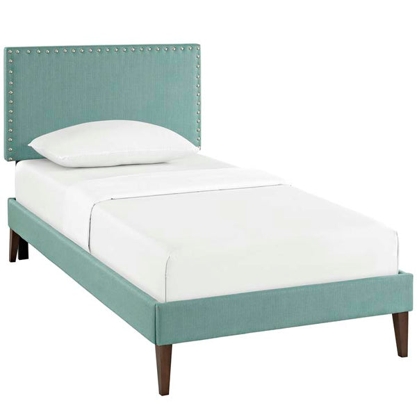 Phoebe Twin Fabric Platform Bed with Squared Tapered Legs