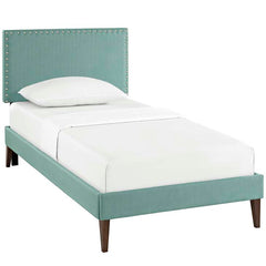 Phoebe Twin Fabric Platform Bed with Squared Tapered Legs