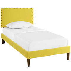 Phoebe Twin Fabric Platform Bed with Squared Tapered Legs