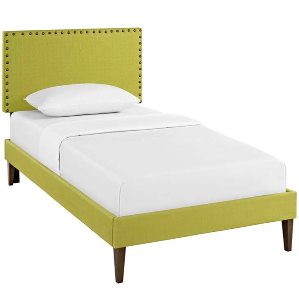 Phoebe Twin Fabric Platform Bed with Squared Tapered Legs