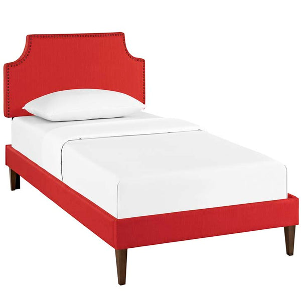 Laura Twin Fabric Platform Bed with Squared Tapered Legs