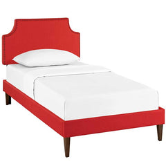 Laura Twin Fabric Platform Bed with Squared Tapered Legs