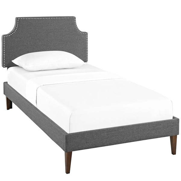 Laura Twin Fabric Platform Bed with Squared Tapered Legs