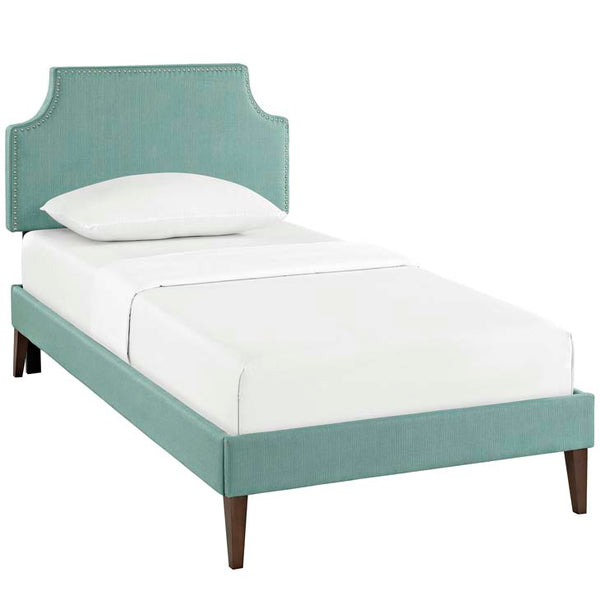 Laura Twin Fabric Platform Bed with Squared Tapered Legs