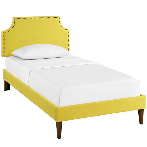 Laura Twin Fabric Platform Bed with Squared Tapered Legs