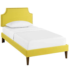 Laura Twin Fabric Platform Bed with Squared Tapered Legs