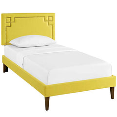 Josie Twin Fabric Platform Bed with Squared Tapered Legs