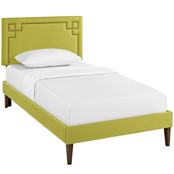 Josie Twin Fabric Platform Bed with Squared Tapered Legs