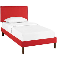 Camille Twin Fabric Platform Bed with Squared Tapered Legs