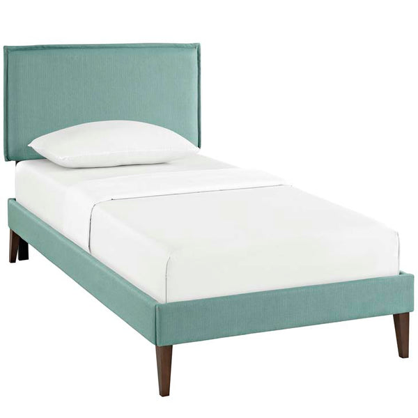 Camille Twin Fabric Platform Bed with Squared Tapered Legs