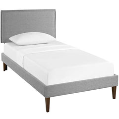 Camille Twin Fabric Platform Bed with Squared Tapered Legs