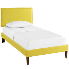 Camille Twin Fabric Platform Bed with Squared Tapered Legs