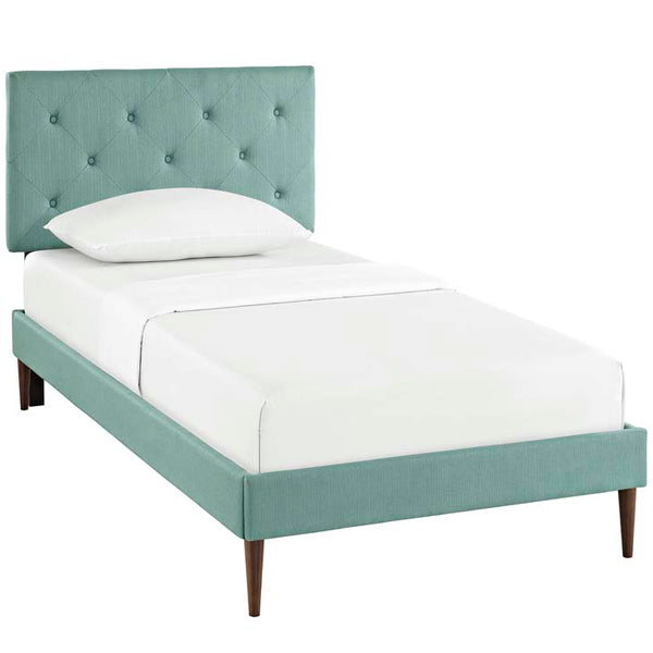 Terisa Twin Fabric Platform Bed with Round Tapered Legs