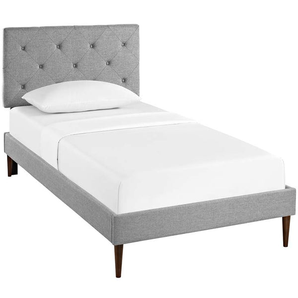 Terisa Twin Fabric Platform Bed with Round Tapered Legs