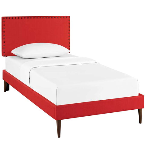 Phoebe Twin Fabric Platform Bed with Round Tapered Legs