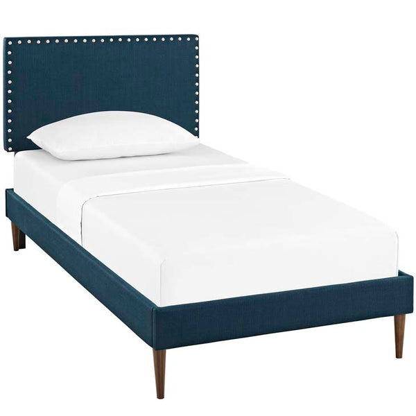 Phoebe Twin Fabric Platform Bed with Round Tapered Legs