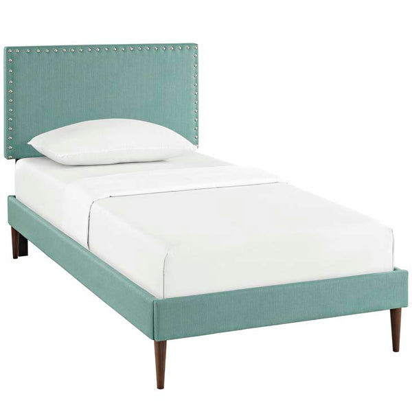Phoebe Twin Fabric Platform Bed with Round Tapered Legs