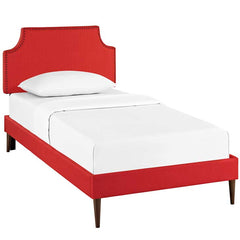 Laura Twin Fabric Platform Bed with Round Tapered Legs