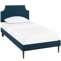 Laura Twin Fabric Platform Bed with Round Tapered Legs
