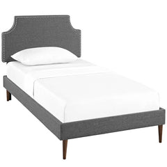Laura Twin Fabric Platform Bed with Round Tapered Legs