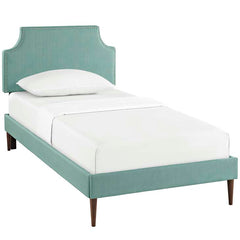 Laura Twin Fabric Platform Bed with Round Tapered Legs