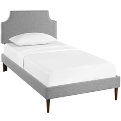 Laura Twin Fabric Platform Bed with Round Tapered Legs