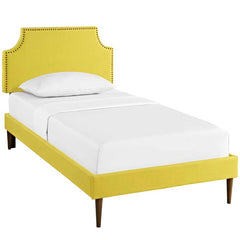 Laura Twin Fabric Platform Bed with Round Tapered Legs