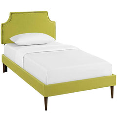 Laura Twin Fabric Platform Bed with Round Tapered Legs